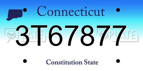 3T67877 Connecticut License Plate