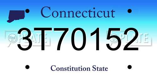 3T70152 Connecticut License Plate