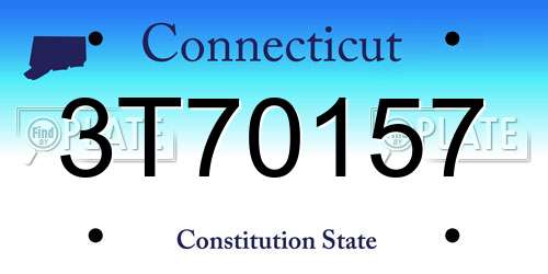 3T70157 Connecticut License Plate