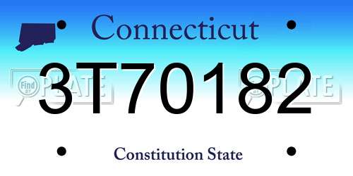 3T70182 Connecticut License Plate