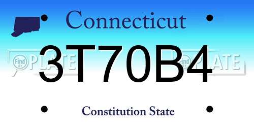 3T70B4 Connecticut License Plate