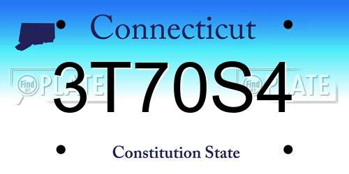 3T70S4 Connecticut License Plate