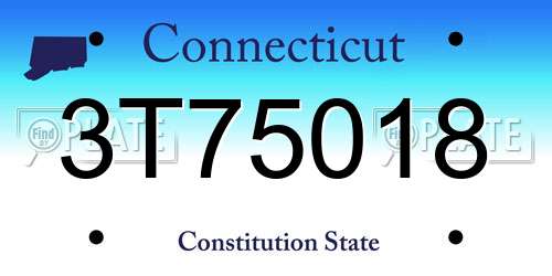 3T75018 Connecticut License Plate
