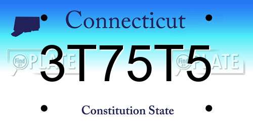3T75T5 Connecticut License Plate
