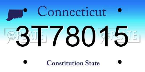 3T78015 Connecticut License Plate