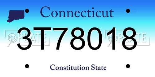 3T78018 Connecticut License Plate