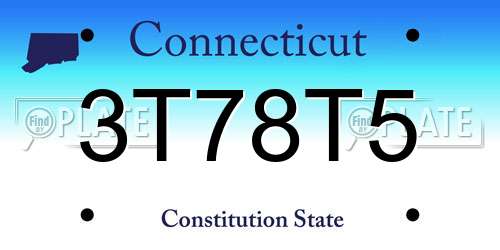 3T78T5 Connecticut License Plate