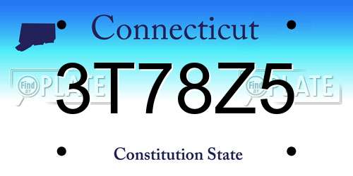 3T78Z5 Connecticut License Plate