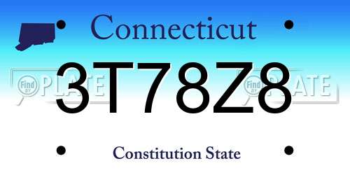 3T78Z8 Connecticut License Plate