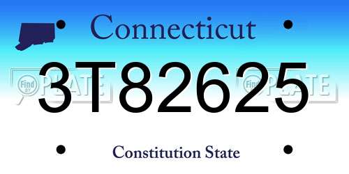 3T82625 Connecticut License Plate