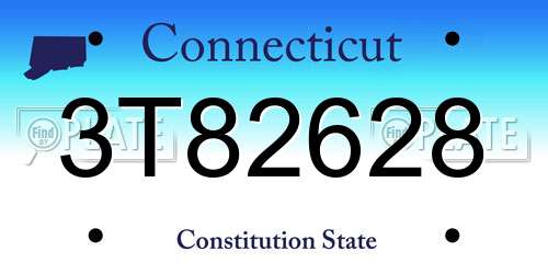 3T82628 Connecticut License Plate