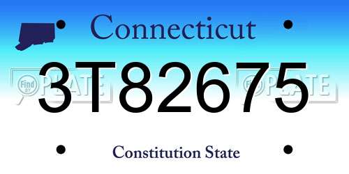 3T82675 Connecticut License Plate