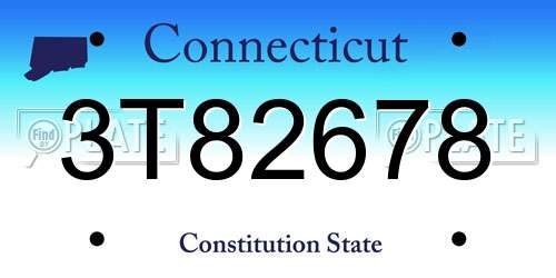 3T82678 Connecticut License Plate