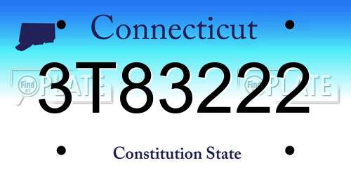 3T83222 Connecticut License Plate