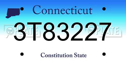3T83227 Connecticut License Plate