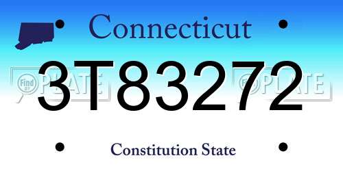 3T83272 Connecticut License Plate