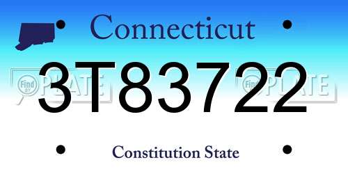 3T83722 Connecticut License Plate