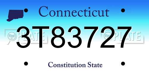 3T83727 Connecticut License Plate