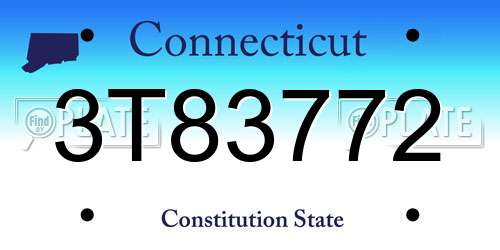 3T83772 Connecticut License Plate