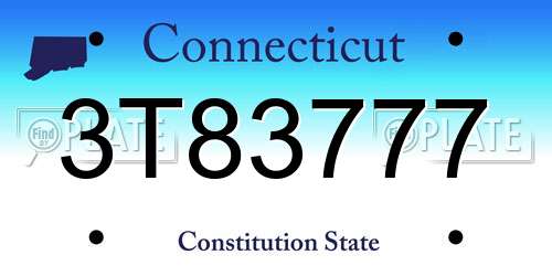 3T83777 Connecticut License Plate