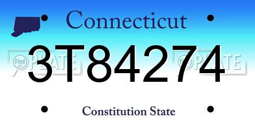 3T84274 Connecticut License Plate
