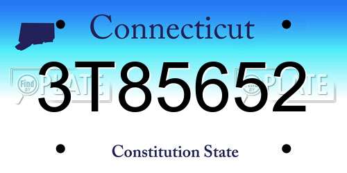 3T85652 Connecticut License Plate