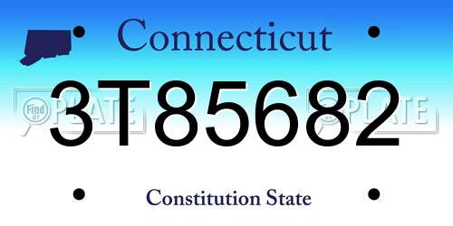 3T85682 Connecticut License Plate