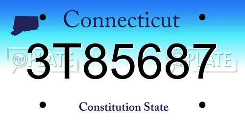 3T85687 Connecticut License Plate