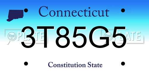 3T85G5 Connecticut License Plate
