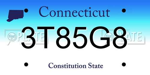 3T85G8 Connecticut License Plate