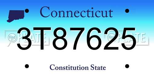 3T87625 Connecticut License Plate