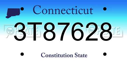 3T87628 Connecticut License Plate