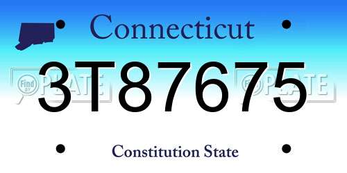 3T87675 Connecticut License Plate
