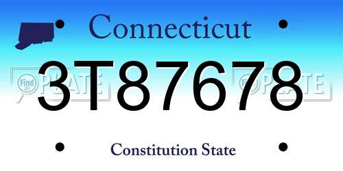 3T87678 Connecticut License Plate