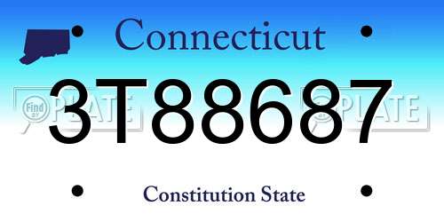 3T88687 Connecticut License Plate