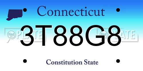 3T88G8 Connecticut License Plate
