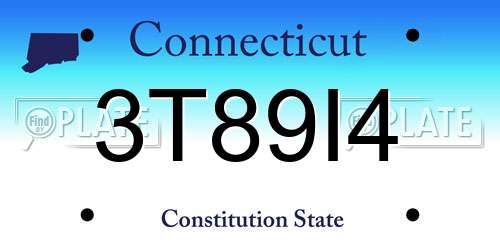 3T89I4 Connecticut License Plate