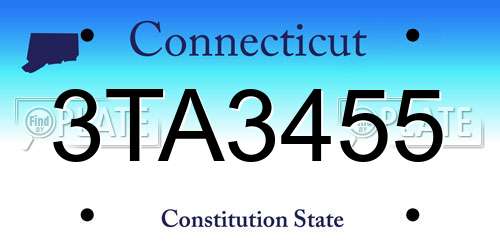 3TA3455 Connecticut License Plate