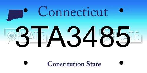 3TA3485 Connecticut License Plate