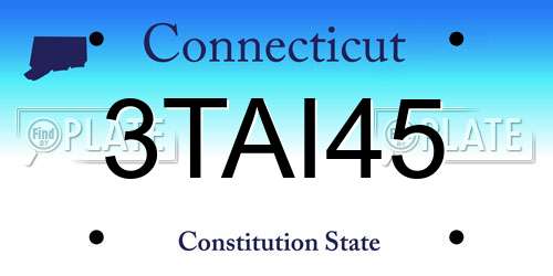 3TAI45 Connecticut License Plate