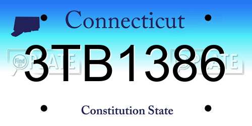 3TB1386 Connecticut License Plate