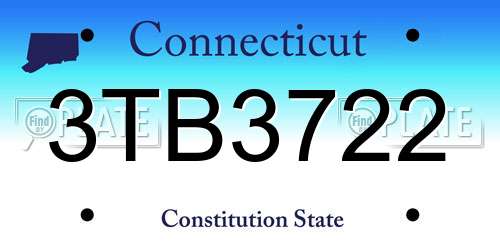 3TB3722 Connecticut License Plate