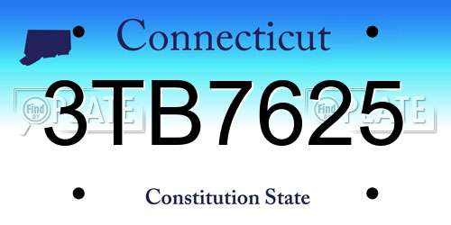 3TB7625 Connecticut License Plate