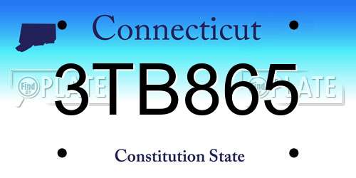 3TB865 Connecticut License Plate