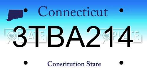 3TBA214 Connecticut License Plate