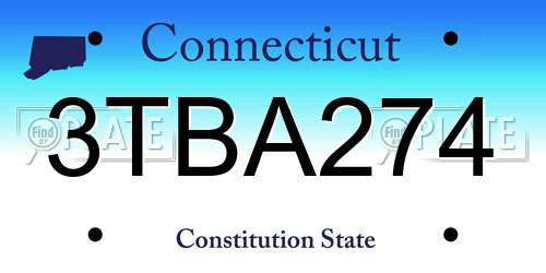 3TBA274 Connecticut License Plate
