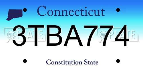 3TBA774 Connecticut License Plate