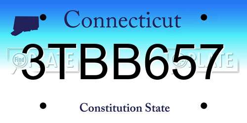 3TBB657 Connecticut License Plate