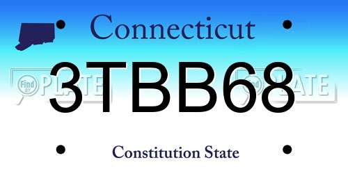 3TBB68 Connecticut License Plate