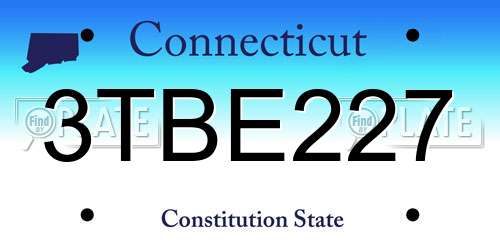 3TBE227 Connecticut License Plate